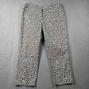 Talbots Capris Womens 6 Curvy Mid Rise Green & White Pockets Stretch Career